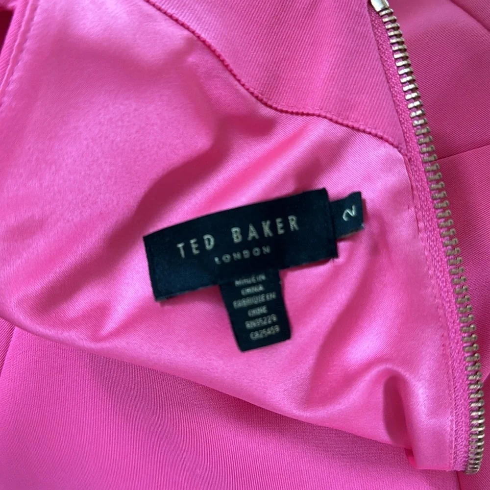 Ted Baker London Jaimie Fuchsia Pink‎ Dress with Gold Buckle Straps Size 2